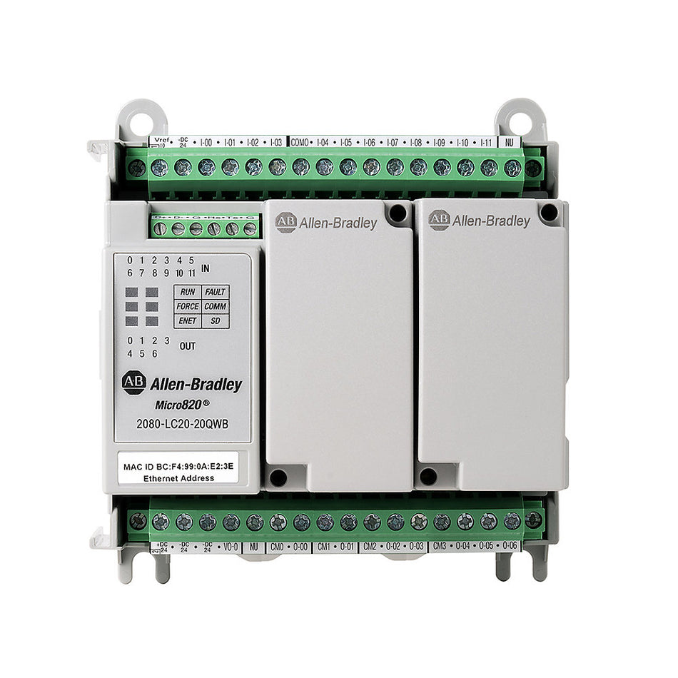 Allen-Bradley 2080-LC20-20QWBR Micro820 20 I/O Ethernet/IP Controller with RTB New Original